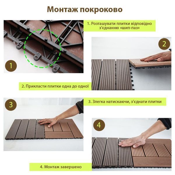 Композитная плитка ДПК 300х300х23мм Антрацит (D) SW-00001708 SW-00001708 фото